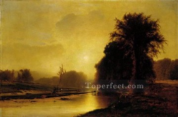 ブルック川の流れ Painting - 秋の牧草地の風景 トーナリストのジョージ・インネス川